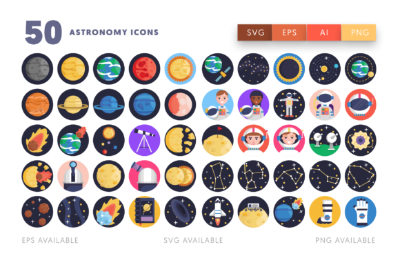 50 Astronomy Icons for Creative Projects