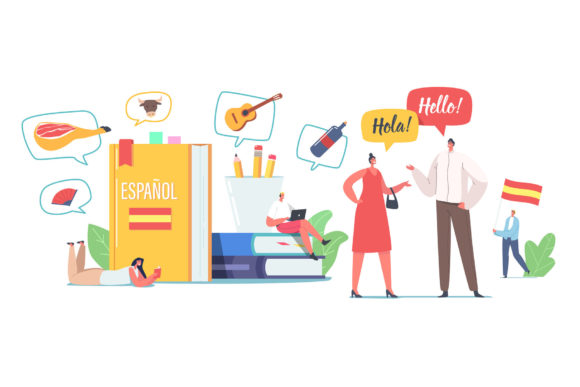 Characters Learning Spanish Language: Visualizing the Journey to Fluency