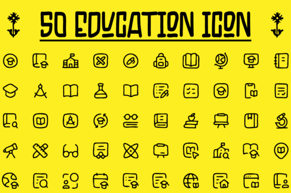 Enhancing Digital Learning Materials with a Comprehensive Education Icon Pack